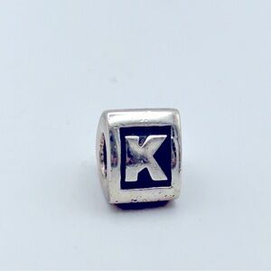 Genuine Retired PANDORA “K” Alphabet Charm; 925 Sterling Silver